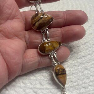 Natural COCONUT JASPER Handmade Sterling 925 Bracelet Size 7 1/2" #219E